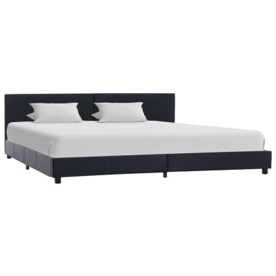 Estructura de cama de cuero sintético negro 180x200 cm