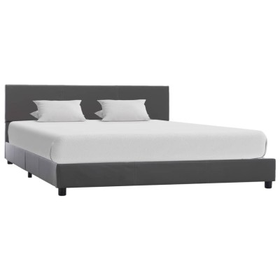Estructura de cama de cuero sintético gris 160x200 cm