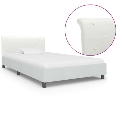Estructura de cama sin colchón cuero sintético blanco 90x200 cm