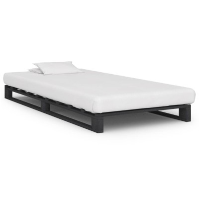 Estructura cama palets sin colchón madera maciza gris 100x200cm