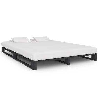 Estructura de cama de palets madera maciza pino gris 140x200 cm