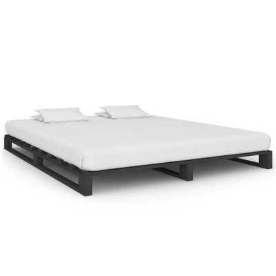 Estructura de cama de palets madera maciza pino gris 200x200 cm