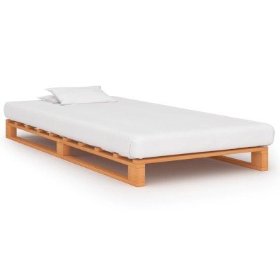 Marco cama palets sin colchón madera maciza marrón 100x200 cm