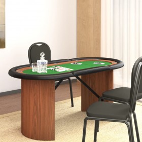 Mesa de póquer para 10 jugadores verde 160x80x75 cm