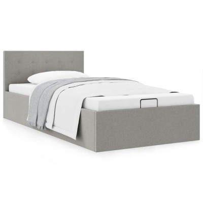 Cama hidráulica almacenaje sin colchón gris claro 100x200 cm