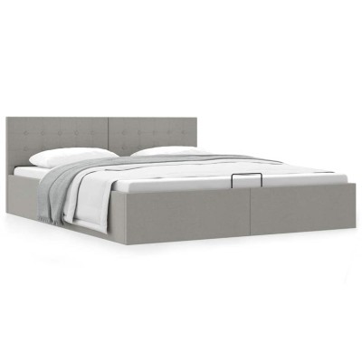 Cama hidráulica almacenaje sin colchón gris claro 160x200 cm