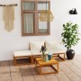 Muebles de jardín 4 pzas cojines crema madera maciza de acacia