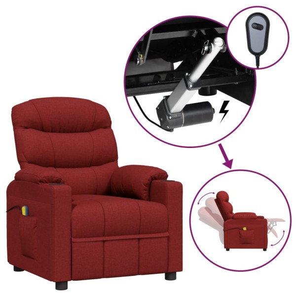 Sillón de masaje eléctrico tela rojo tinto