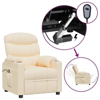 Sillón de masaje eléctrico tela color crema