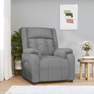 Sillón reclinable eléctrico tela gris claro