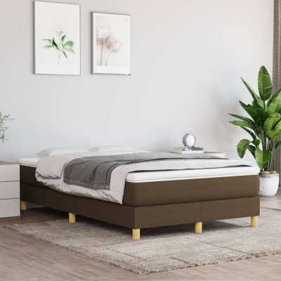 Cama box spring con colchón tela marrón oscuro 120x200 cm