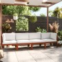 Sofá de jardín de 4 plazas con cojín madera maciza de acacia