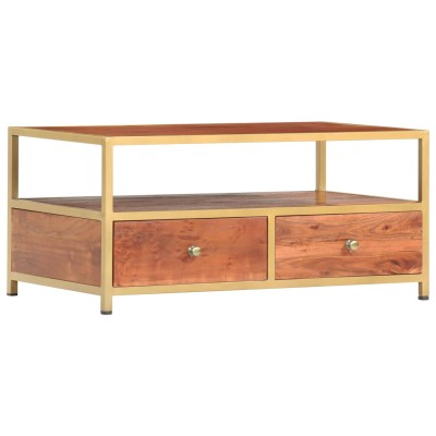 Mesa de centro de madera maciza de acacia 90x50x40 cm