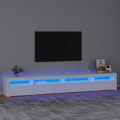 Mueble de TV con luces LED blanco 270x35x40 cm