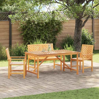 Conjunto de Comedor de Jardín 4 pcs Marrón 150 x 90 x 74 cm