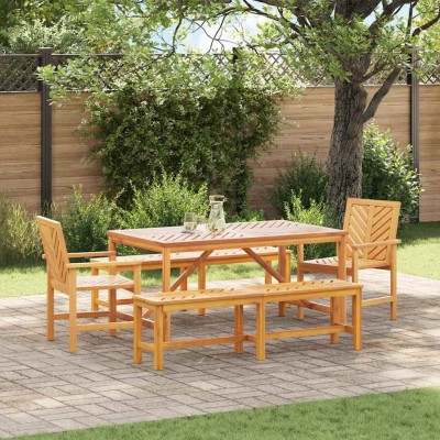 Conjunto de Comedor de Jardín 5 pcs Marrón 150 x 90 x 74 cm