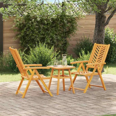 Juego Bistro de Jardín 3 pcs Marrón madera maciza de acacia
