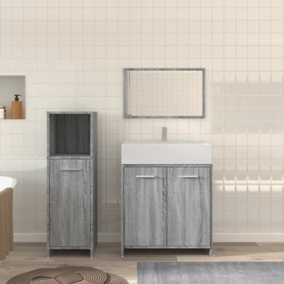 Set de muebles de baño 3 pzas madera contrachapada gris sonoma