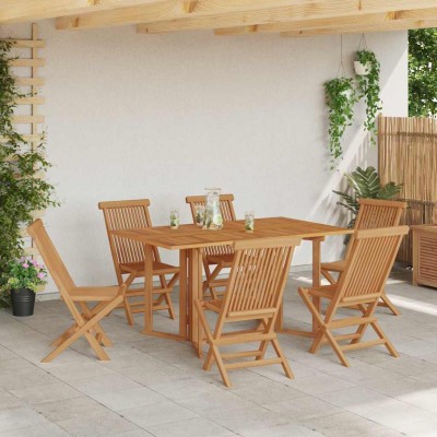Conjunto de Comedor de Jardín 7 pcs Marrón 140 x 80 x 75 cm