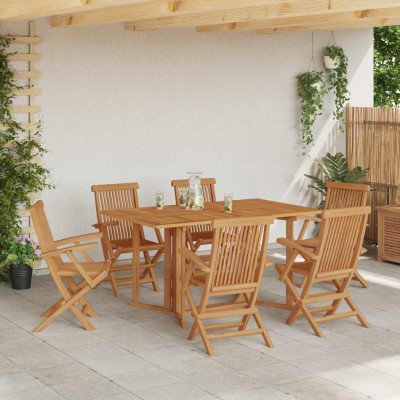 Conjunto de Comedor de Jardín 7 pcs Marrón 150 x 90 x 75 cm