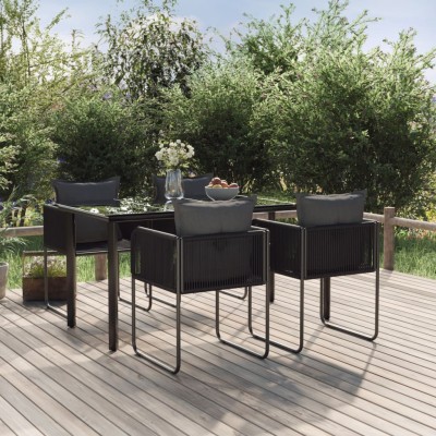Juego de comedor para jardín 5 piezas negro