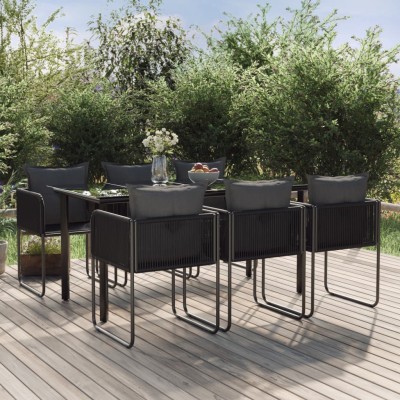 Juego de comedor para jardín 7 piezas negro