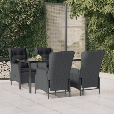 Set de comedor para jardín 5 piezas ratán sintético gris oscuro