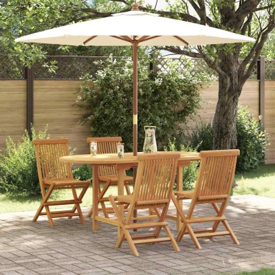 Conjunto de Comedor de Jardín 5 pcs Marrón 160 x 80 x 75 cm