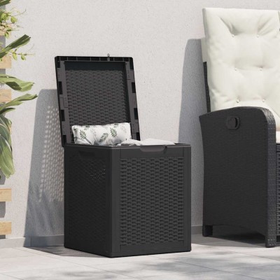 Caja de almacenaje para jardín 90L PP negra ratán