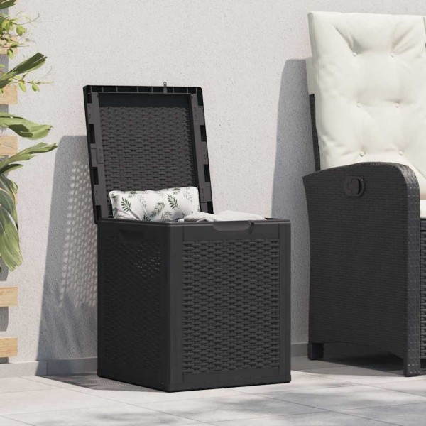 Caja de almacenaje para jardín 90L PP negra ratán