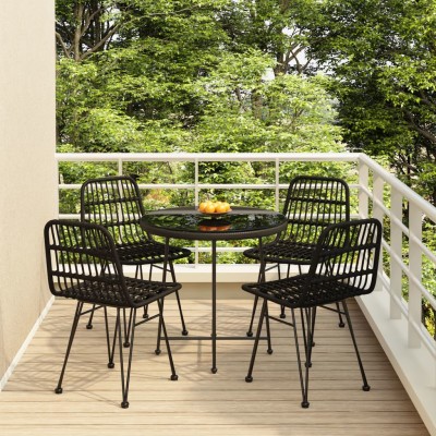 Juego de comedor de jardín 5 piezas ratán sintético negro