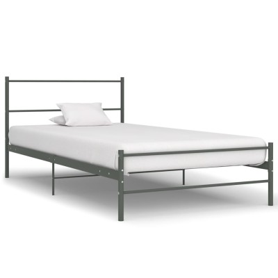 Estructura de cama sin colchón metal gris 90x200 cm
