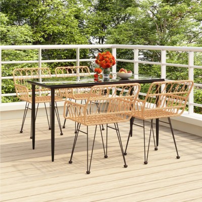 Juego de comedor de jardín 5 piezas ratán sintético