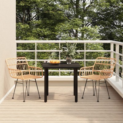 Juego de comedor de jardín 3 piezas ratán sintético