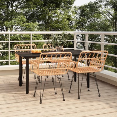 Juego de comedor de jardín 5 piezas ratán sintético