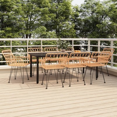 Juego de comedor de jardín 9 piezas ratán sintético