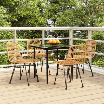 Juego de comedor de jardín 5 piezas ratán sintético