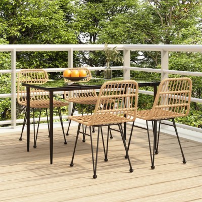 Juego de comedor de jardín 5 piezas ratán sintético