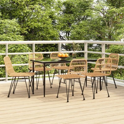 Juego de comedor de jardín 7 piezas ratán sintético