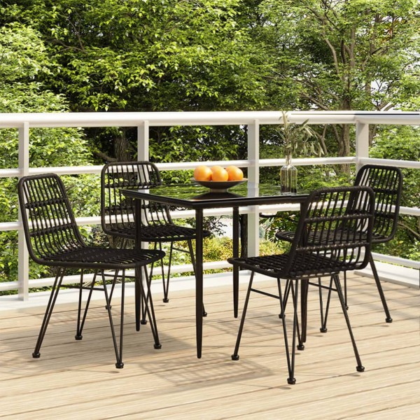 Juego de comedor de jardín 5 piezas ratán sintético negro