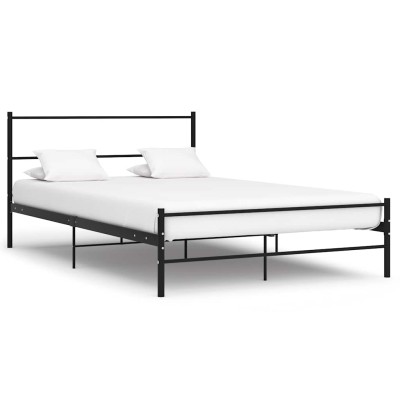 Estructura cama con cabecero sin colchón metal negro 140x200 cm