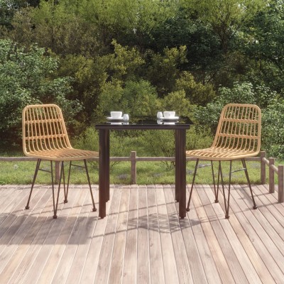 Juego de comedor de jardín 3 piezas ratán sintético
