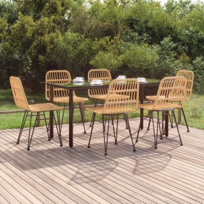 Juego de comedor de jardín 7 piezas ratán sintético