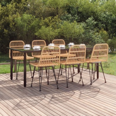 Juego de comedor de jardín 7 piezas ratán sintético