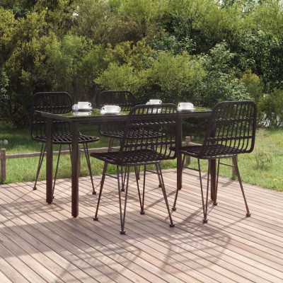 Juego de comedor de jardín 5 piezas ratán sintético negro