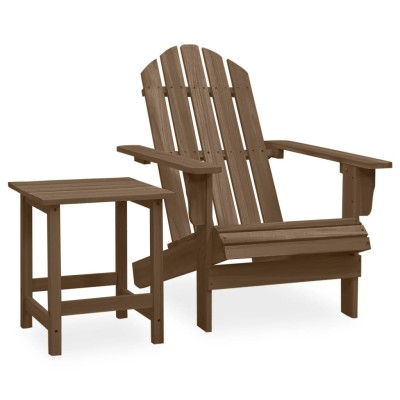Silla con otomana y mesa jardín Adirondack abeto macizo marrón