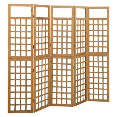 Biombo/Enrejado de 5 paneles madera maciza abeto 201,5x180 cm