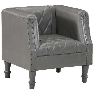 Sillón de cuero de cabra auténtico gris