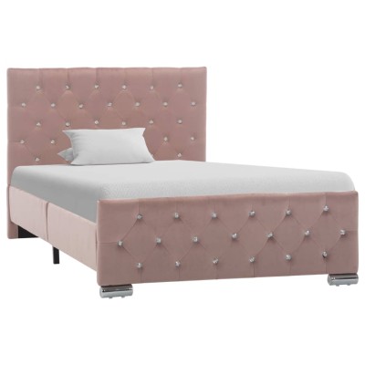 Estructura de cama sin colchón terciopelo rosa 100x200 cm