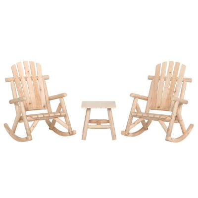 Juego de muebles de jardín 3 piezas madera maciza de abeto